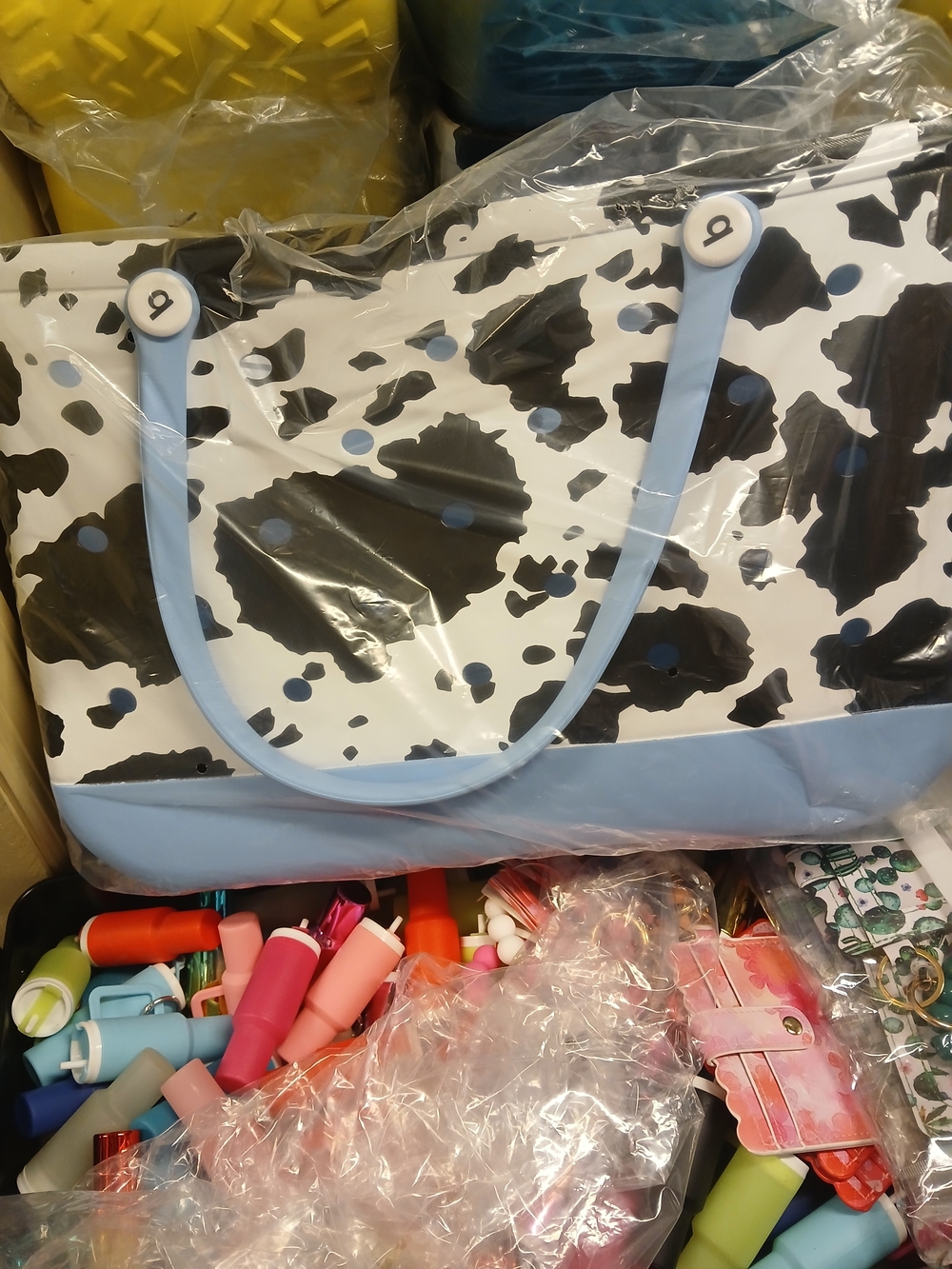 Cow Print Blue LARGE  Bogg LIKE BAG